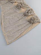 off-shoulder crystal-embellished mini dress in silver Flowering Girl