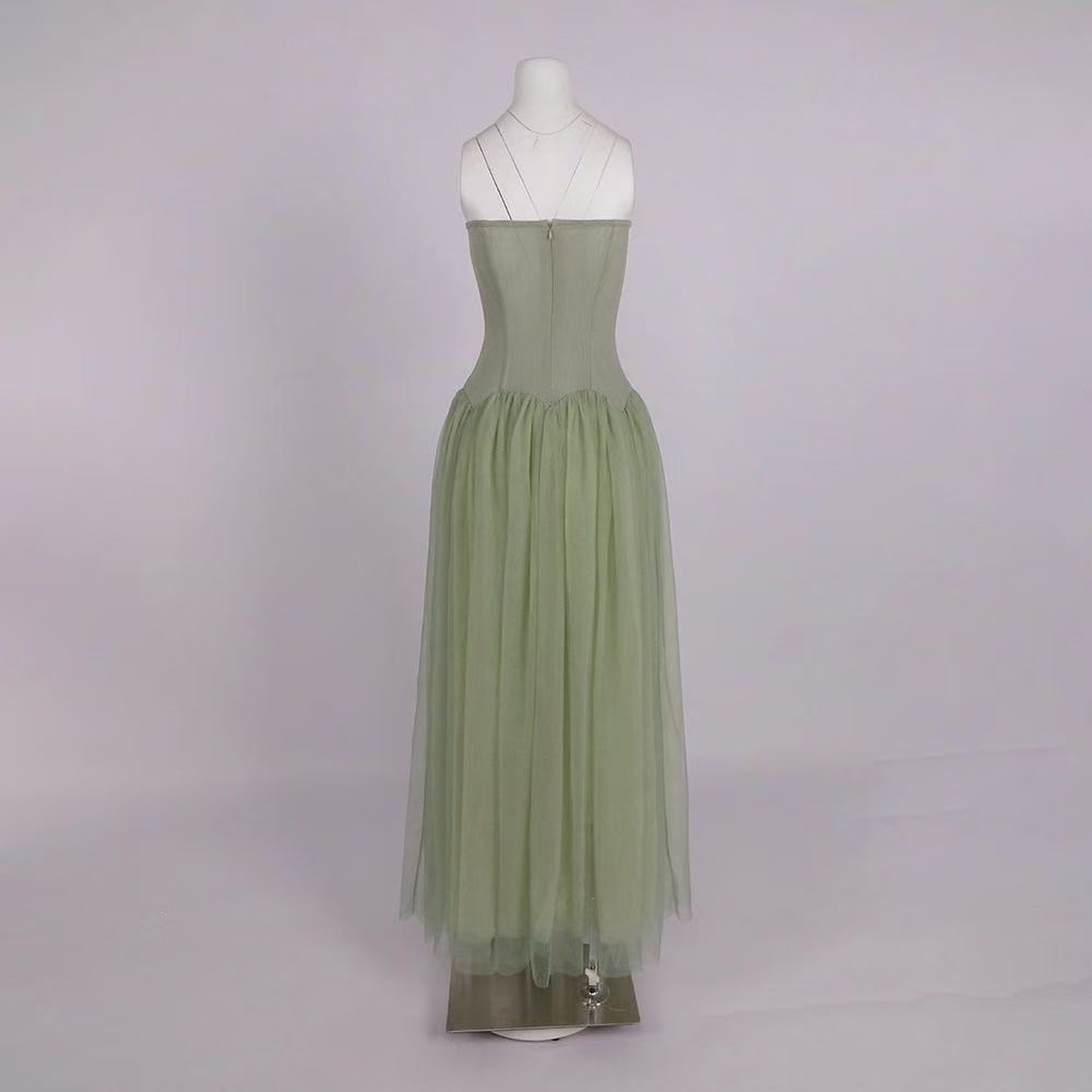 Sage Green Chiffon A-Line Floor-Length Gown Flowering Girl