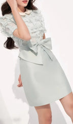Bow Ruffle Mini Dress With Collar Flowering Girl