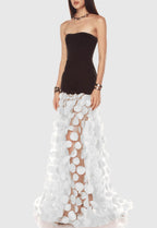 Nodin Strapless Dot Mesh Maxi Dress - White Flowering Girl