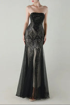 Sequin Strapless Tulle Maxi Dress Flowering Girl