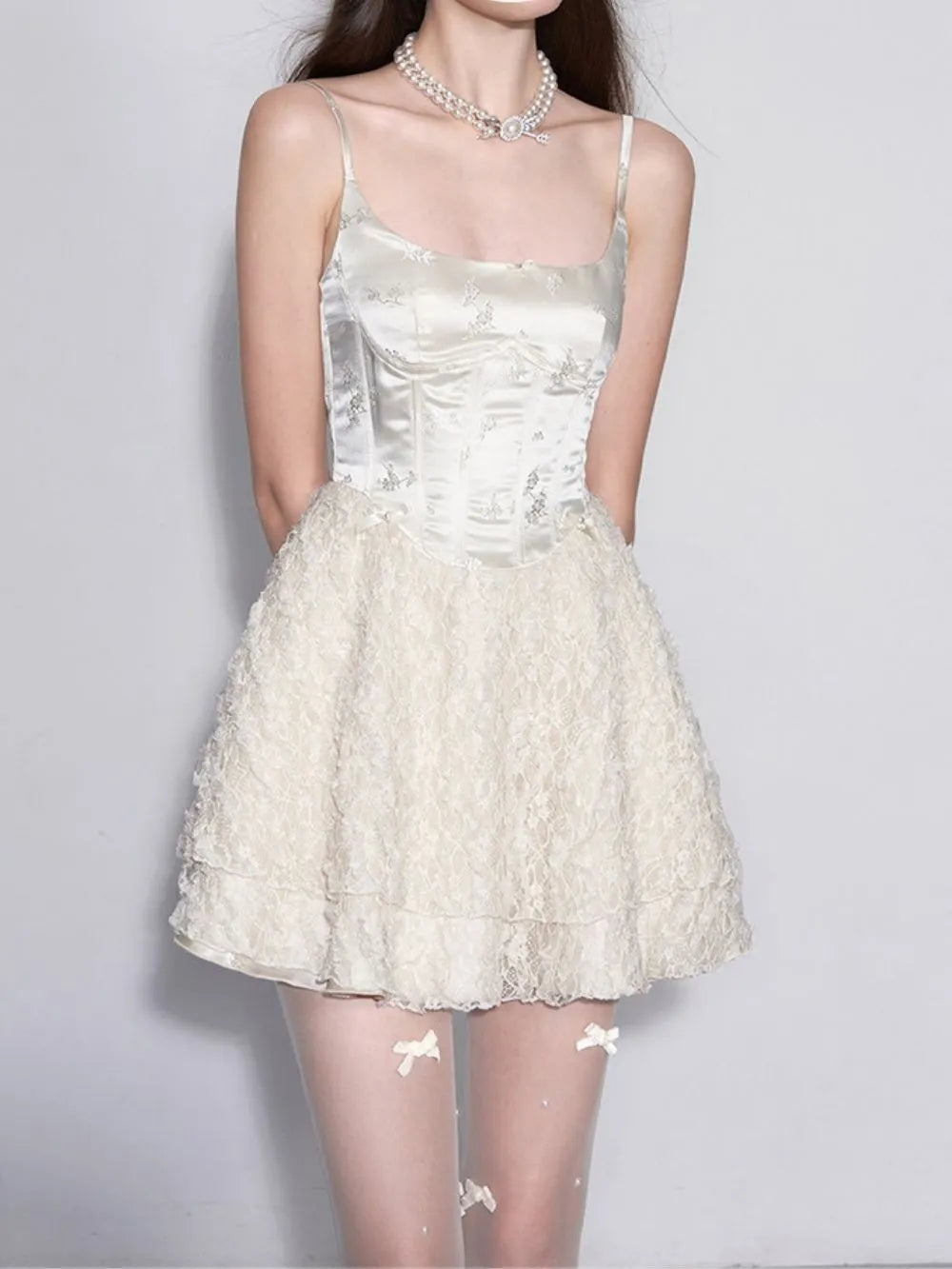 Marjolein White Spaghetti Mini Dress Flowering Girl