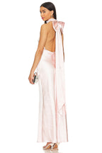 The 'Evianna' Satin Dress In Baby Pink Flowering Girl
