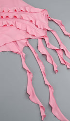 Rose-Detail Ruffled Mini Dress In Pink