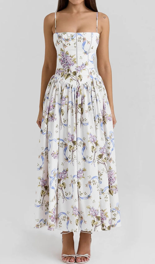 Ashira White Floral Maxi Dress Flowering Girl