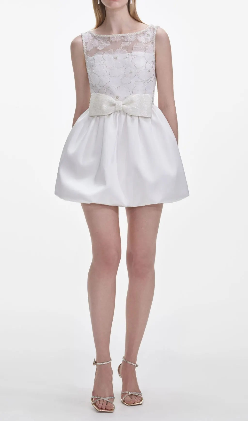 White Bow Lace Mini Dress Flowering Girl