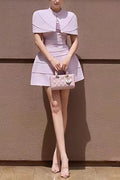 Hilary Purple Pleated Cape Mini Dress With Spaghetti Straps Flowering Girl