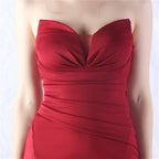 Chrina Red Strapless Ruched Maxi Dress Flowering Girl