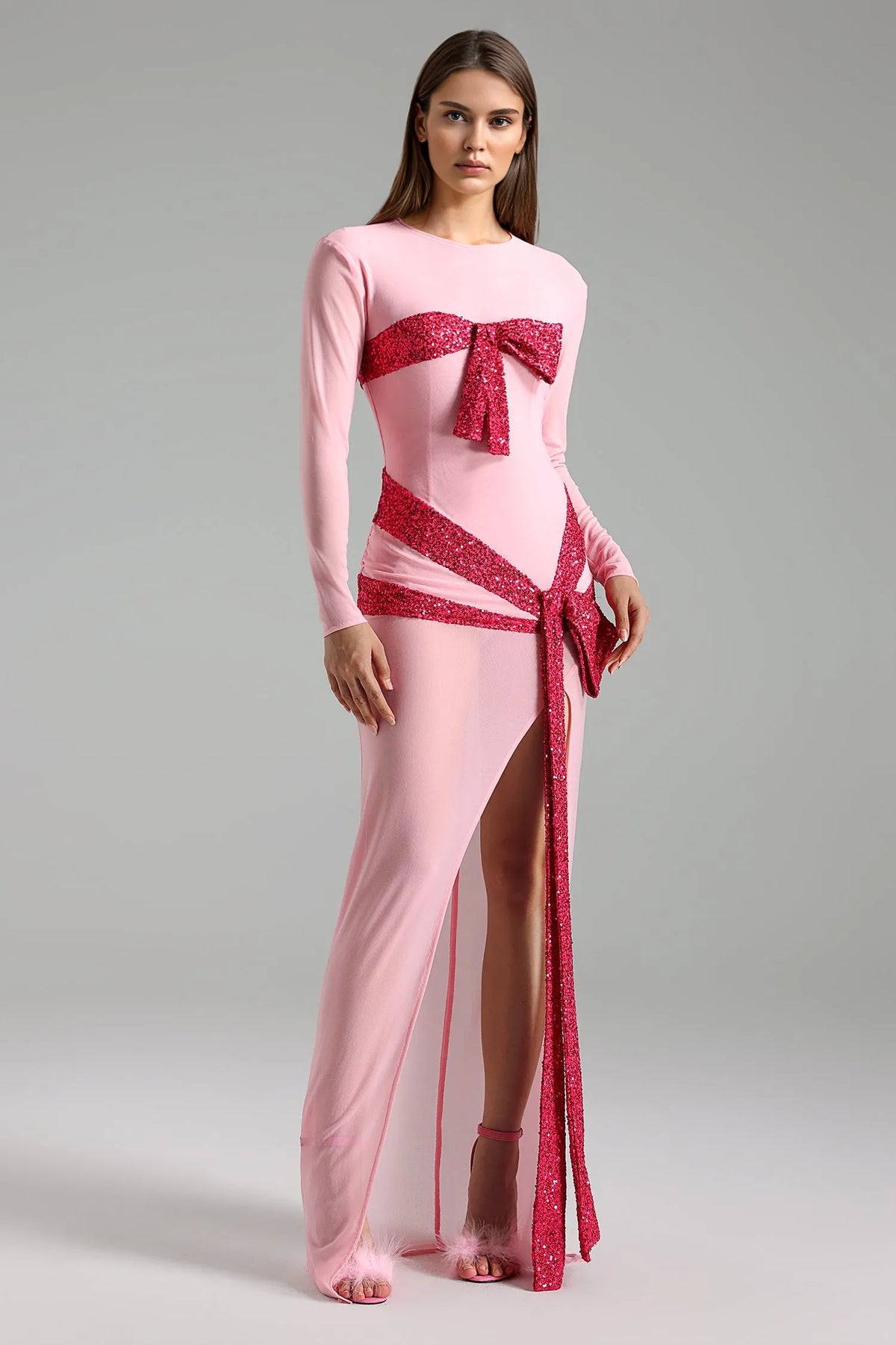 Zuly Bow Long Sleeves Maxi Dress Flowering Girl