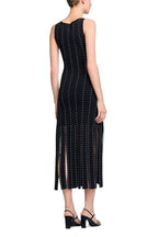 Marjorie Fringed Knit Maxi Dress In Black Flowering Girl