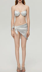 Darrah White Pearl Three-Piece Swimsuit Flowering Girl
