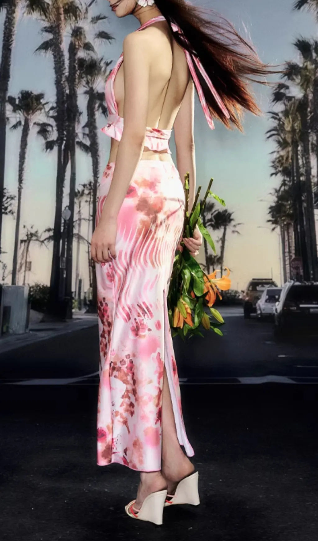 Decima Printed Three-Piece Swimsuit Flowering Girl