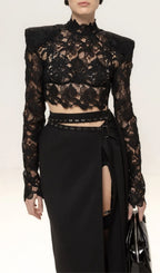 Keeva Black Lace Two-Piece Set Flowering Girl