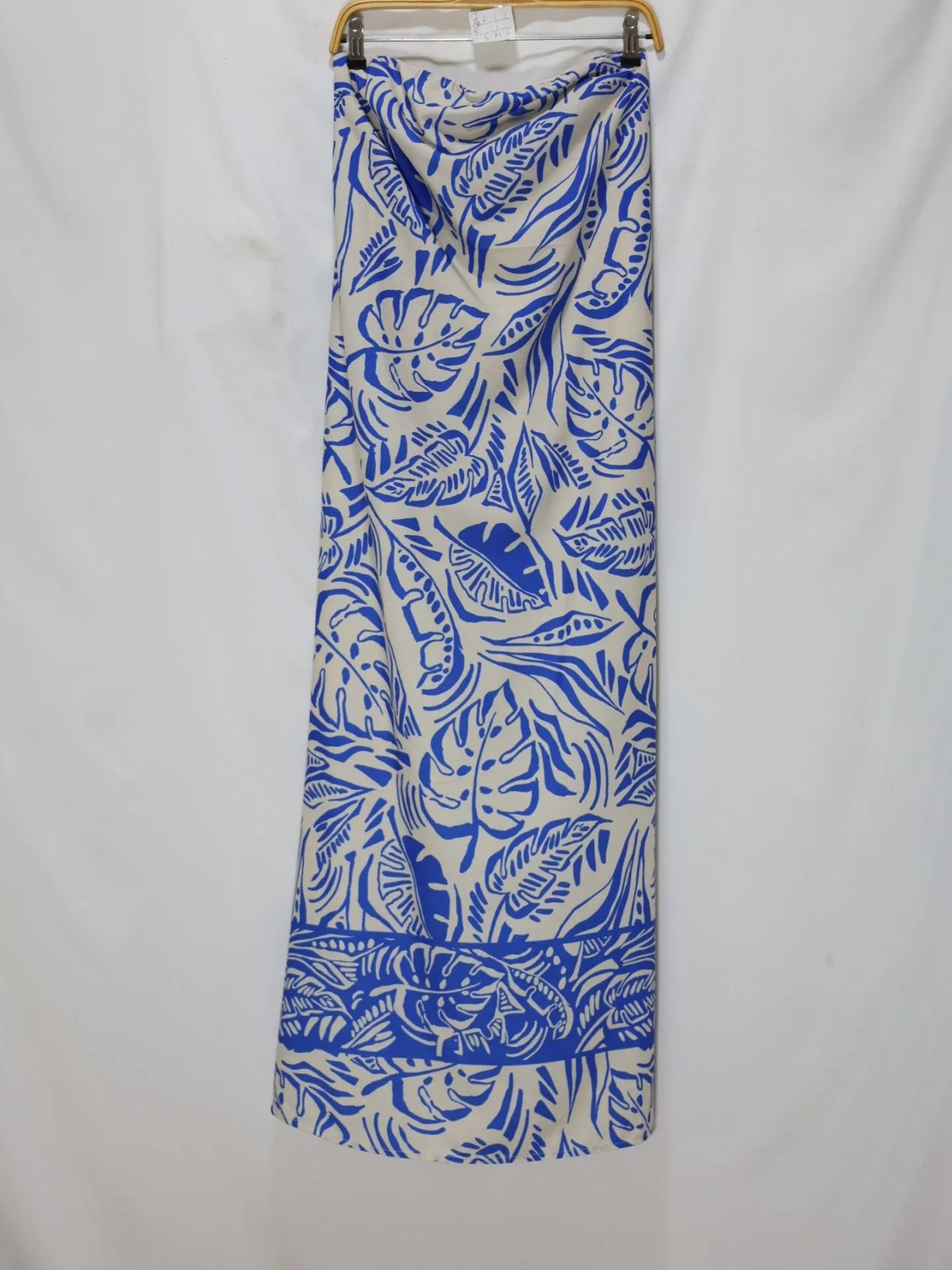 Tropical Leaf Print Strapless Maxi Dress Flowering Girl