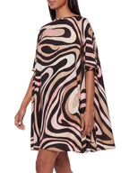 Hylora Raglan Sleeve Printed Mini Dress Flowering Girl