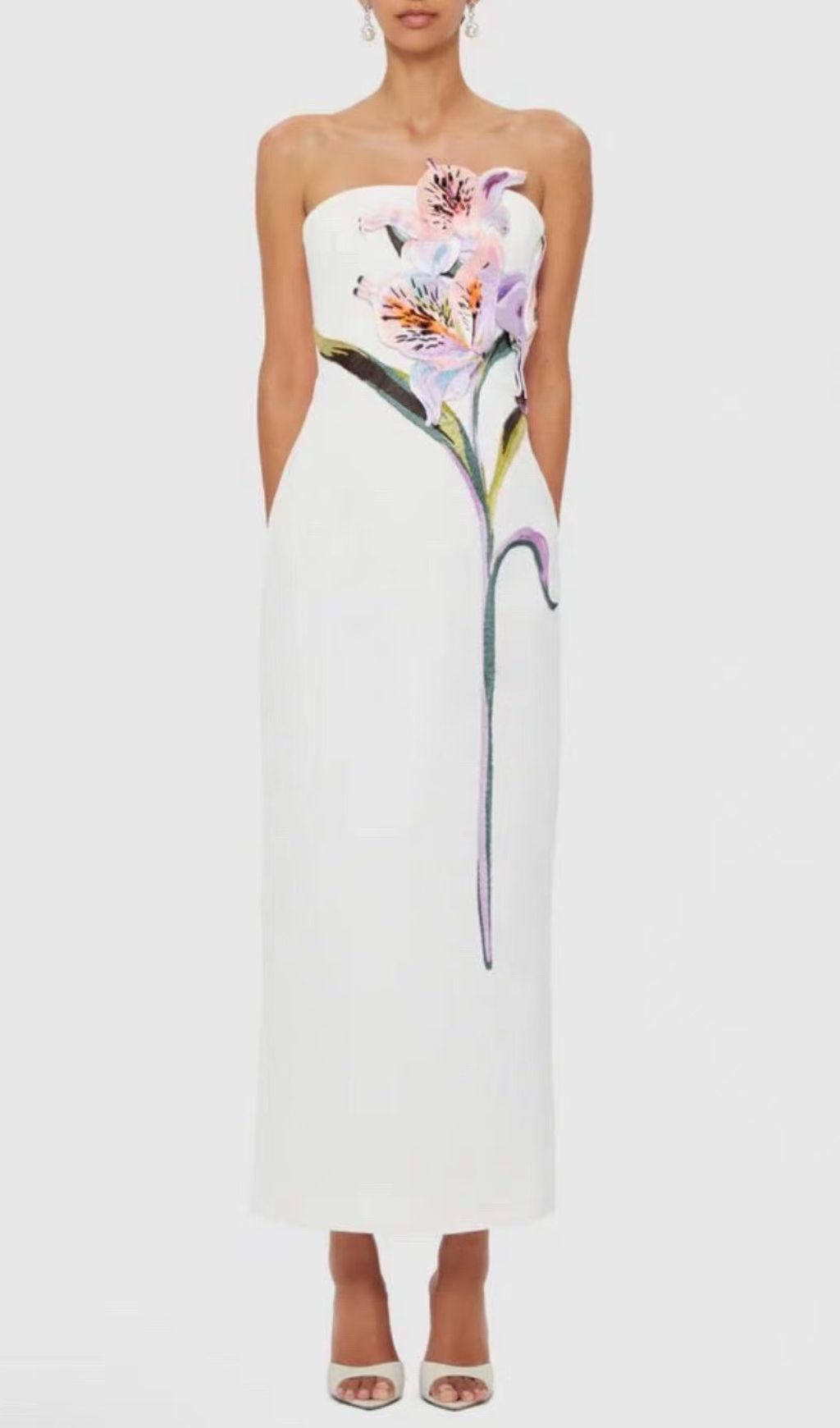 Jeneve Strapless Flower Midi Dress Flowering Girl