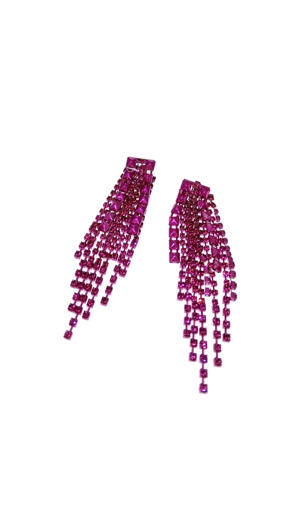Arnau Dark Violet Rhinestone Tassel Earrings Flowering Girl