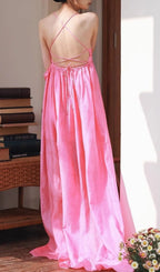 Keyah Pink Strappy Sequin Maxi Dress Flowering Girl