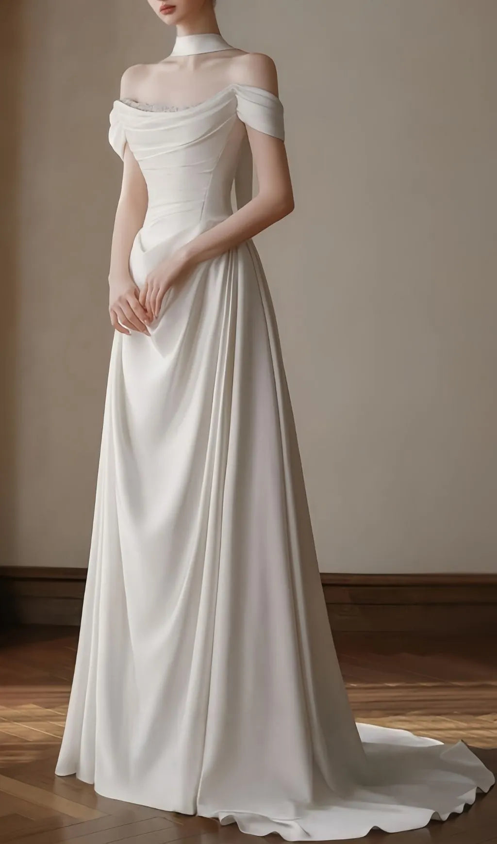 Leanni White Off-Shoulder Wedding Dress Flowering Girl