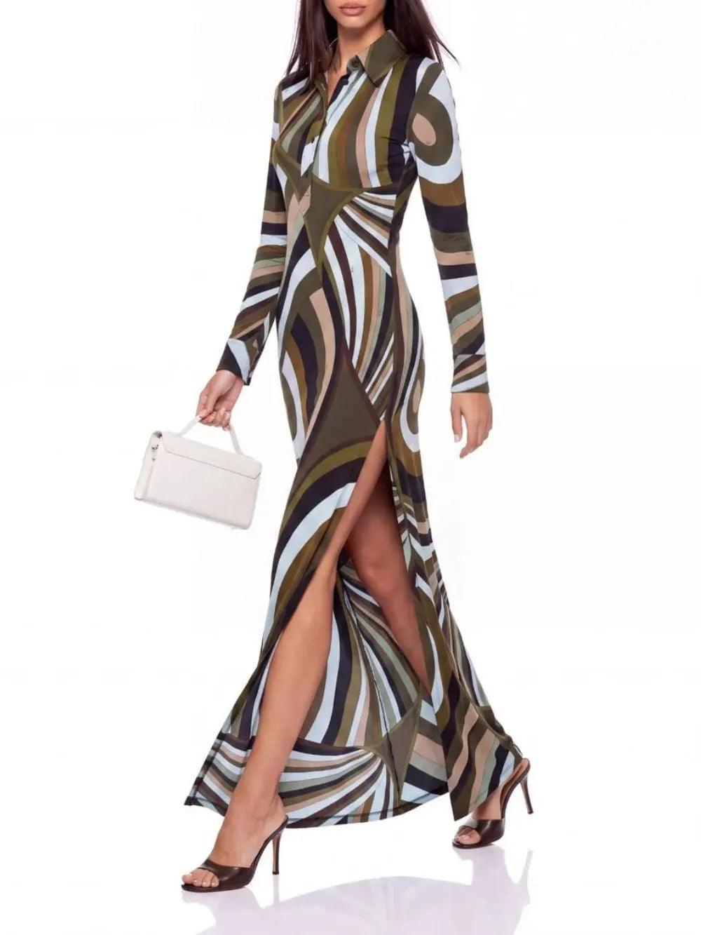 Hylora Split Geo Printed Maxi Dress Flowering Girl