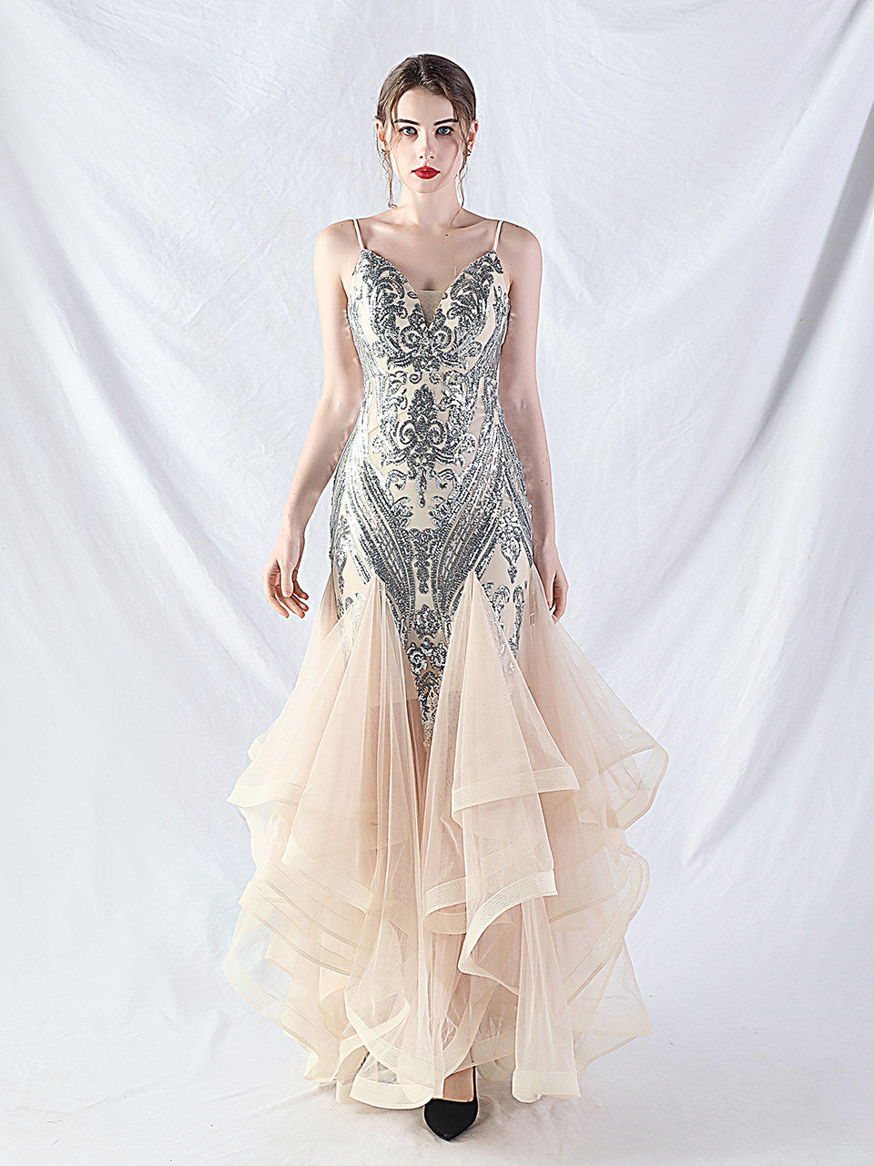 Sequin Slip Tulle Maxi Dress Flowering Girl