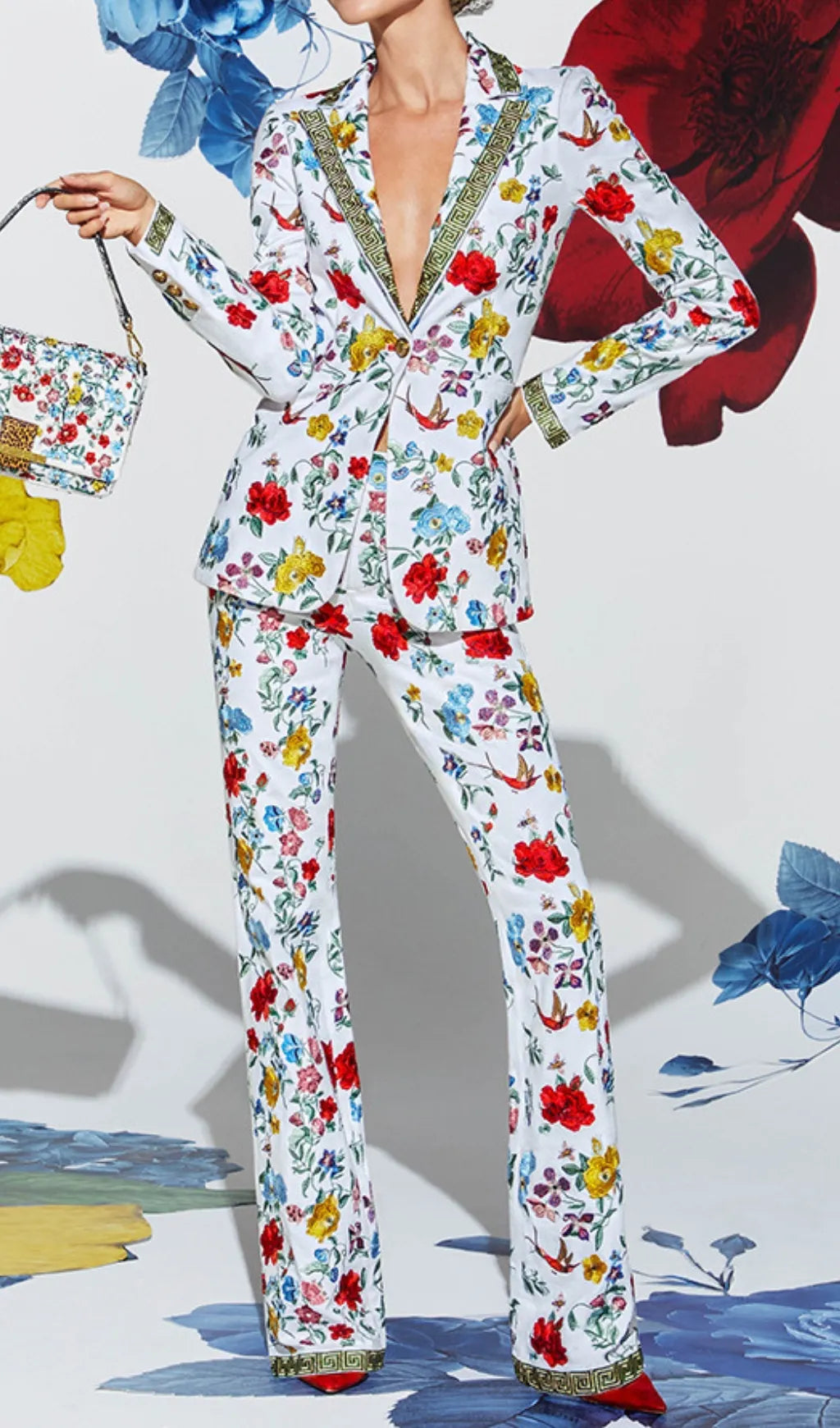 Dera Floral Printed Blazer & Pants Set Flowering Girl