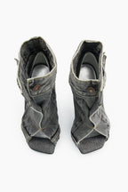 Alisson Denim Button Fish Mouth Sandal Bootie Flowering Girl