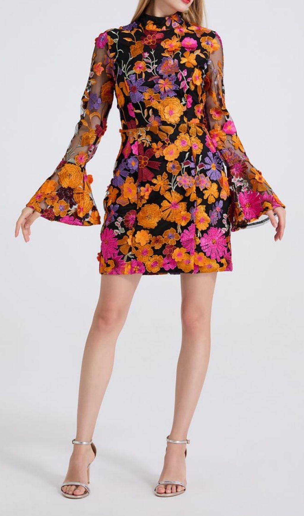 Donelle Flower Embroidered Mini Dress Flowering Girl