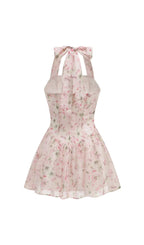Hervé Pink Halter Floral Mini Dress Flowering Girl