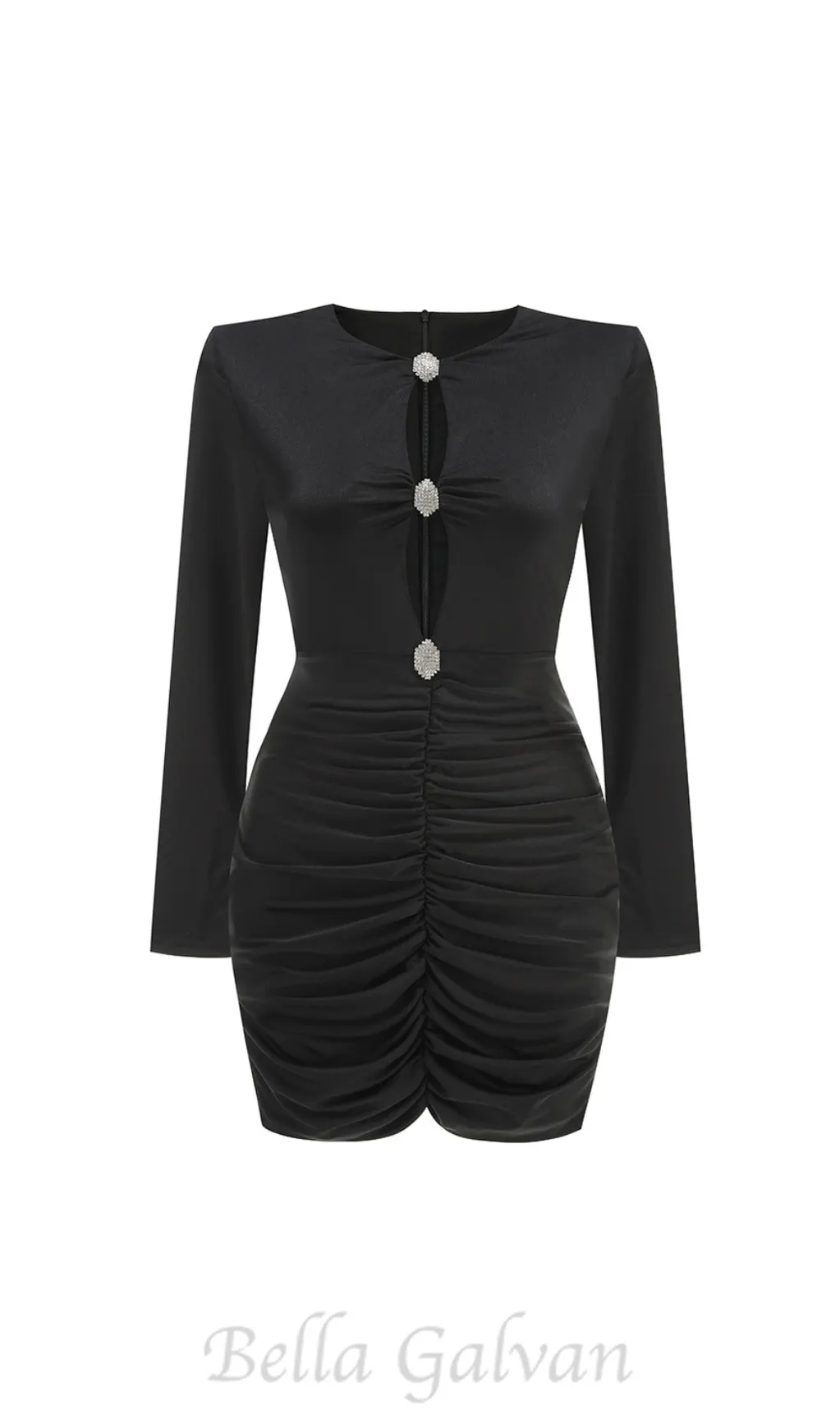 crystal-embellished cutout black mini dress Flowering Girl