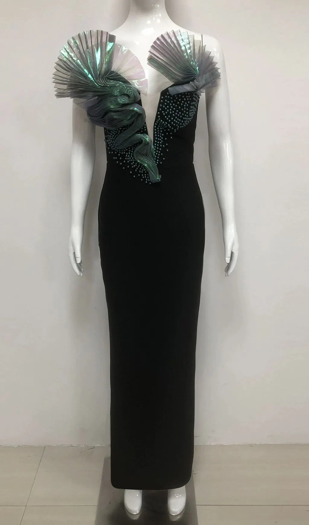 Florida Strapless Beaded Bandage Maxi Dress Flowering Girl