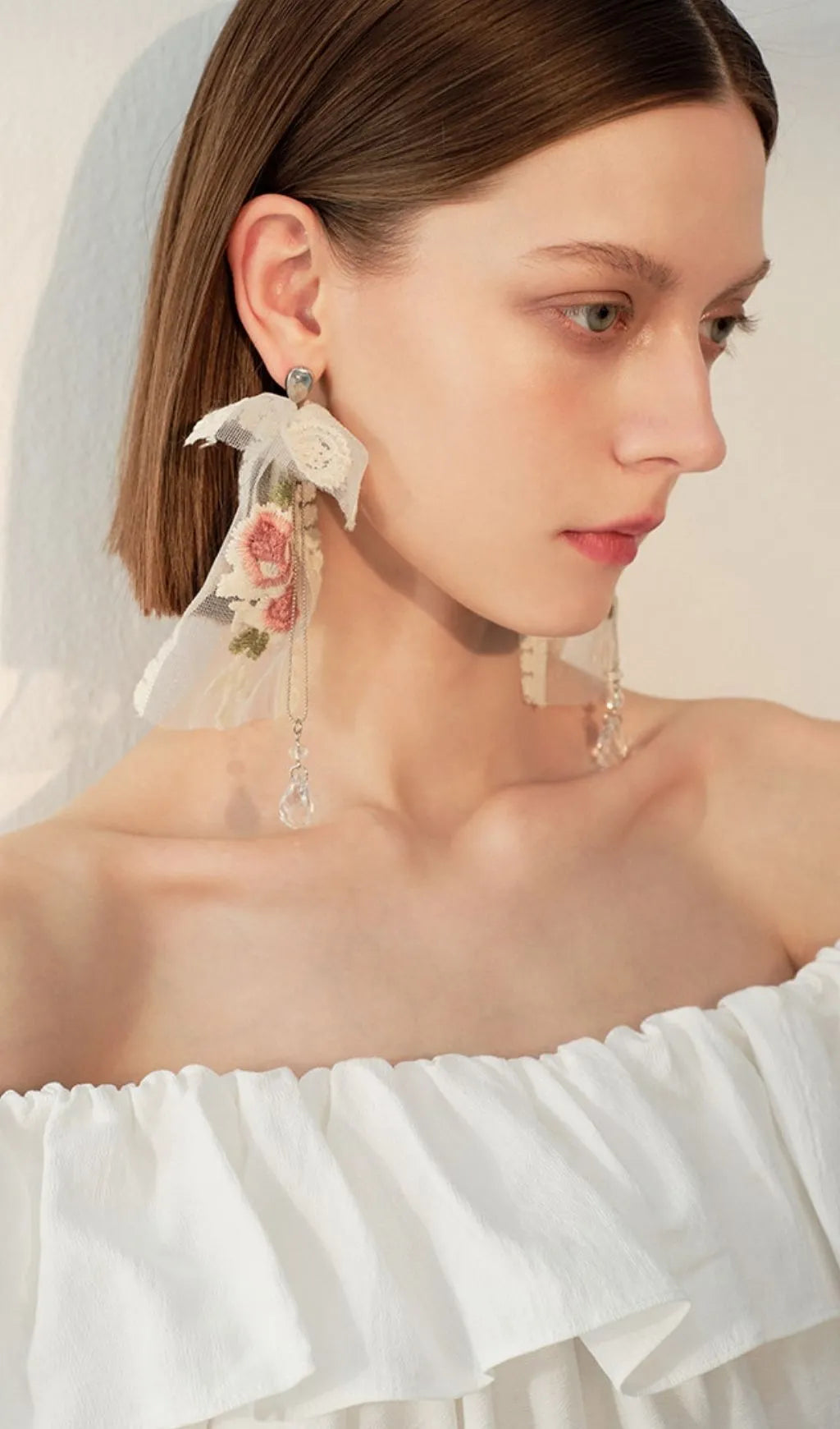 Leiko Flower Embroidery Earrings Flowering Girl