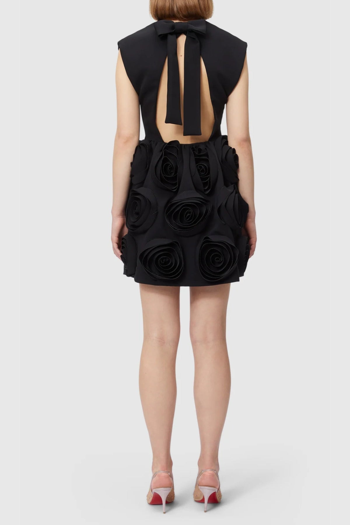 Xaviera Rose Applique Mini Dress In Black Flowering Girl