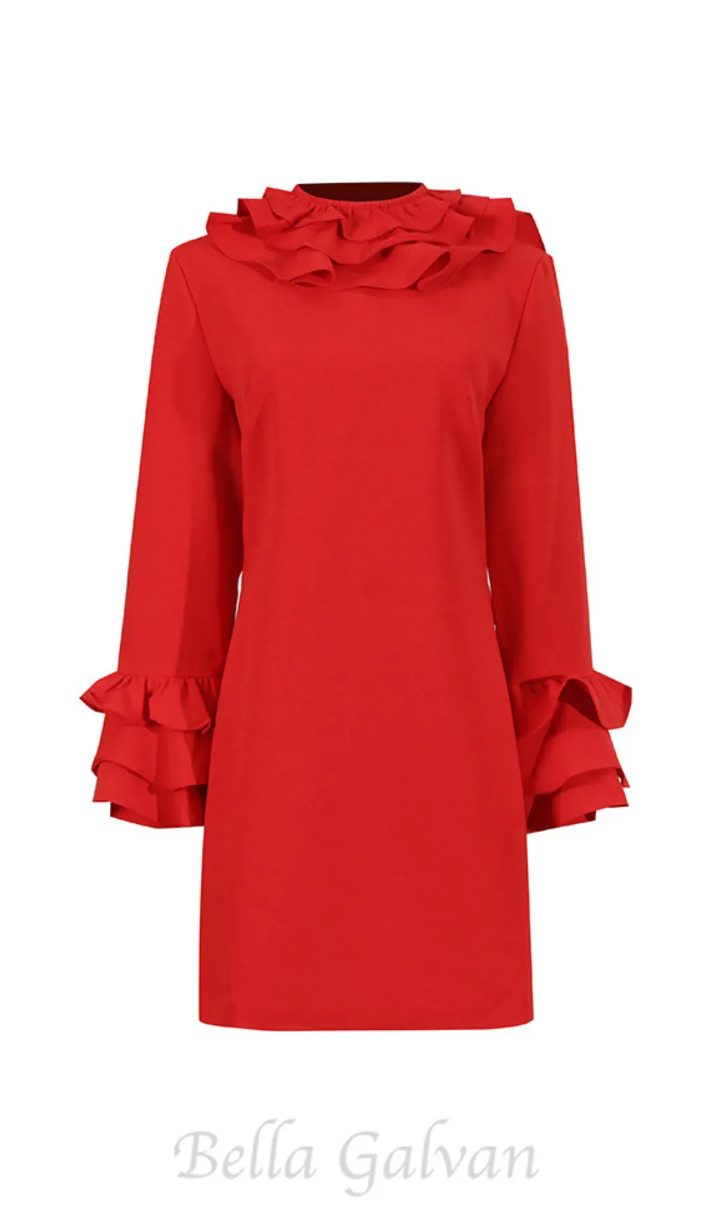 Alessandro Ruffle Backless Mini Dress in red Flowering Girl