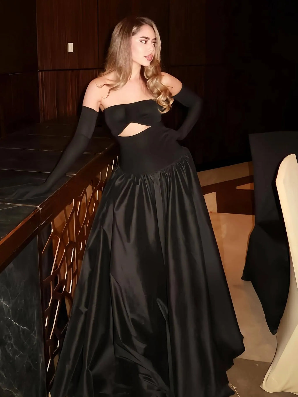 Kaliana Black Strapless Maxi Dress Flowering Girl