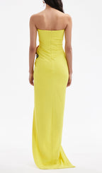 Atepa Yellow Flower Split Maxi Dress Flowering Girl