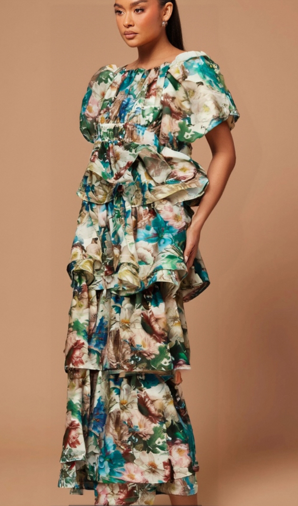 Marianne floral-print tiered midi dress Flowering Girl