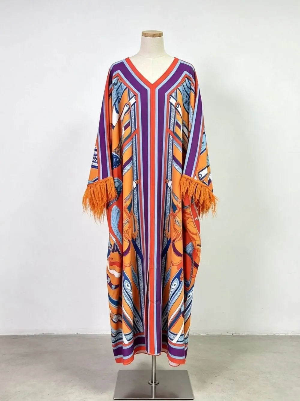 Marlie Printed Long Sleeve Feather Maxi Dress Flowering Girl