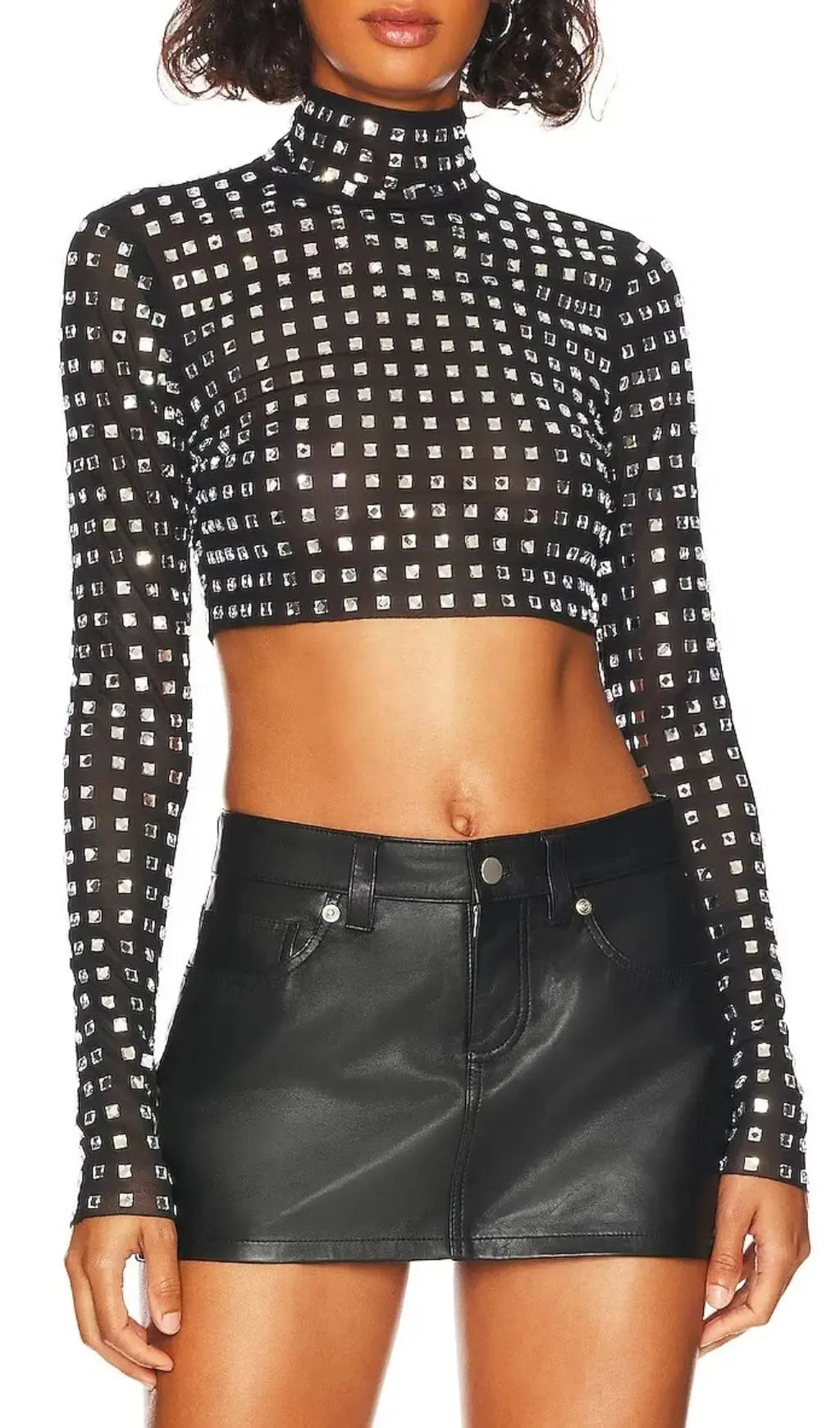 Crystal Crop Top In Black Flowering Girl