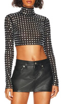 Crystal Crop Top In Black Flowering Girl