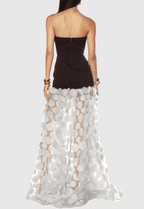 Nodin Strapless Dot Mesh Maxi Dress - White Flowering Girl