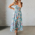 Blue Print Slip Maxi Dress Flowering Girl