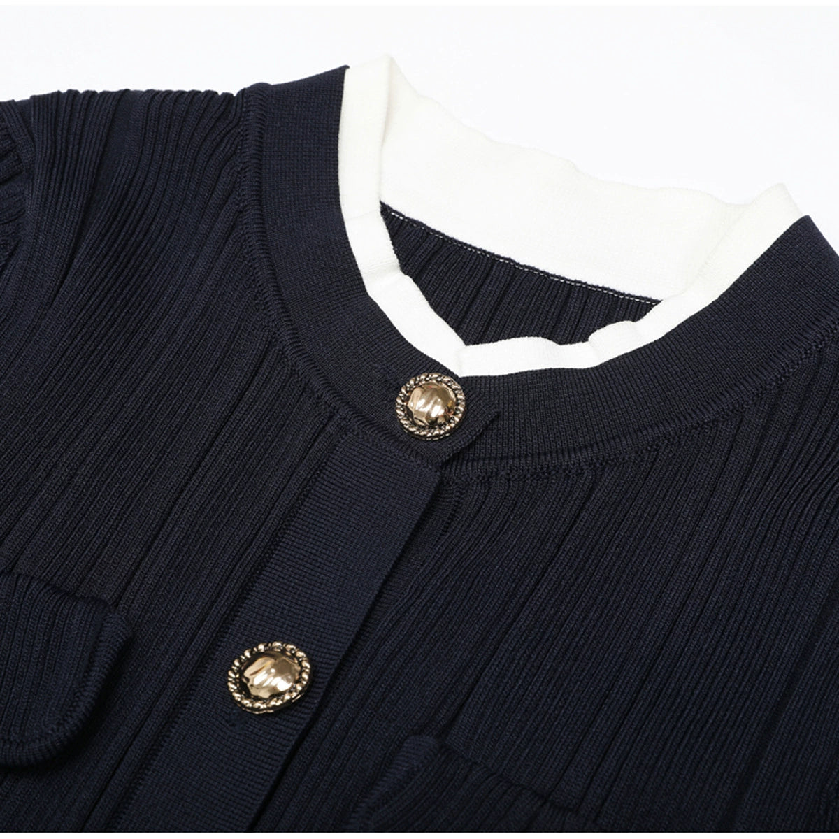 Kawena Navy Knit Long Sleeve Midi Dress Flowering Girl