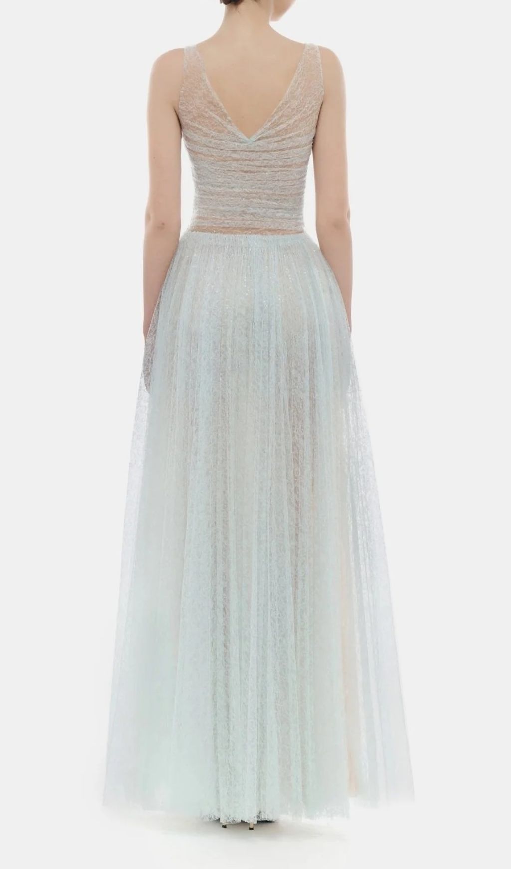 Josie Blue V-Neck Mesh Maxi Dress Flowering Girl