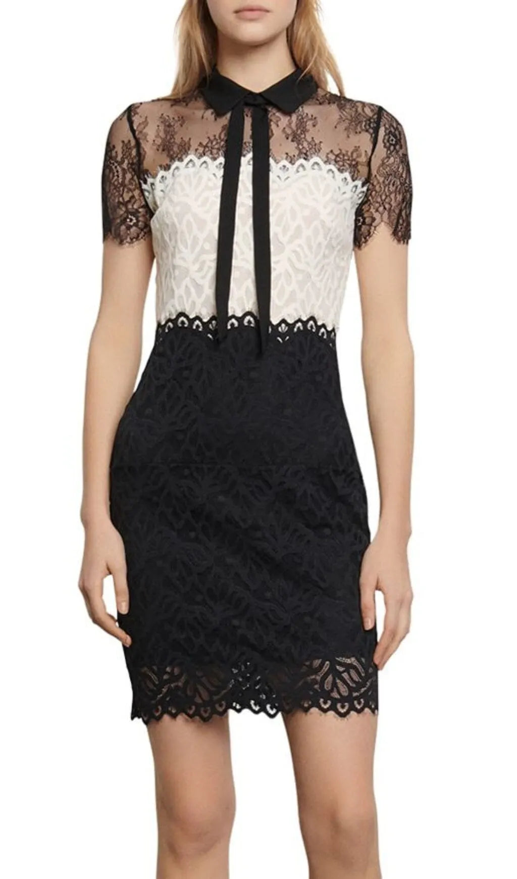 ROZEN TWO-TONE LACE MINI DRESS Flowering Girl