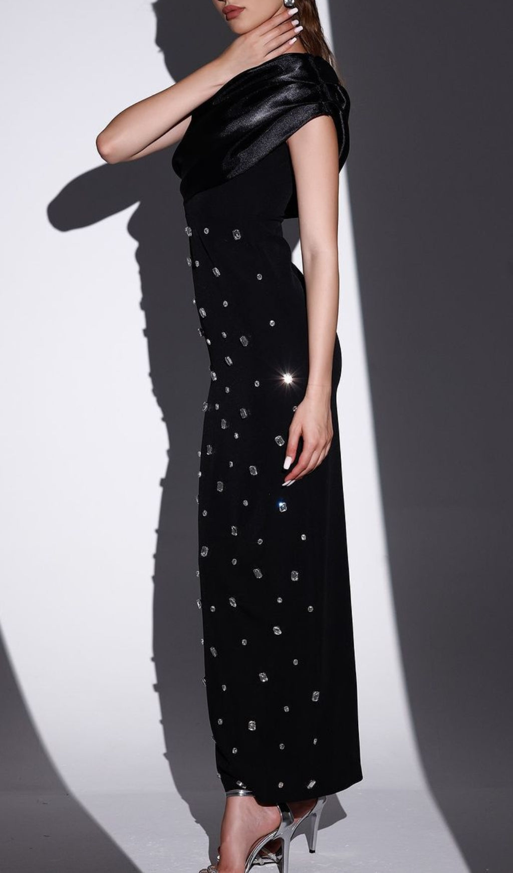 Camille One Shoulder Crystal Bandage Maxi Dress Flowering Girl
