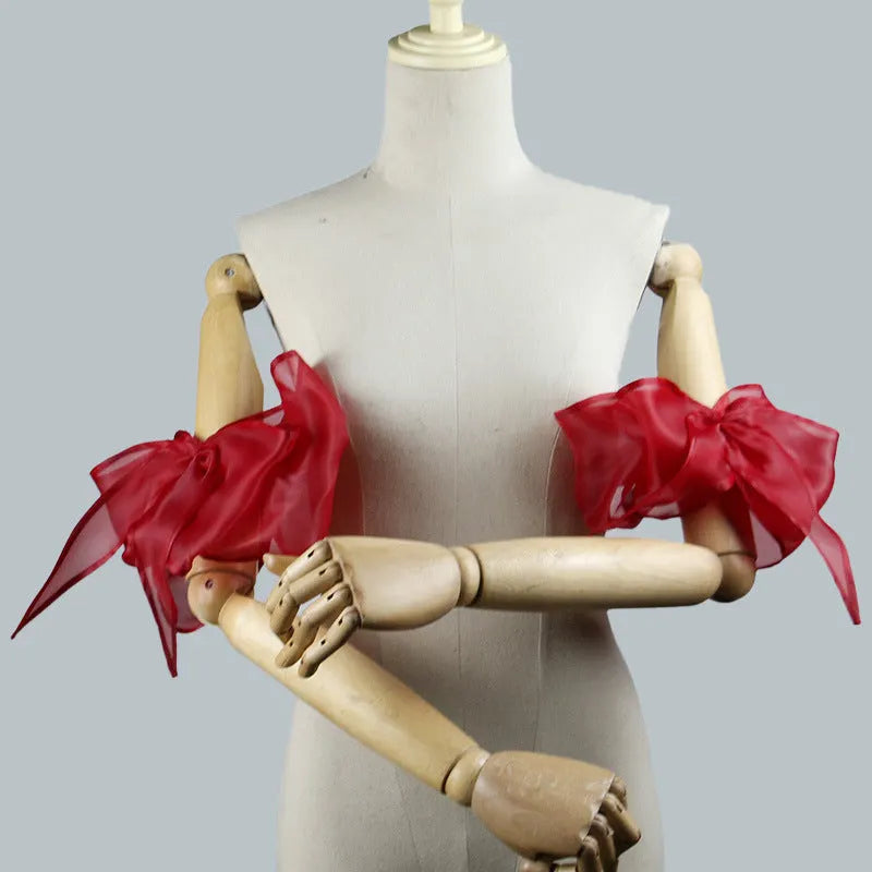 Organza Giant Bow Detachable Short Arm Cuffs Flowering Girl