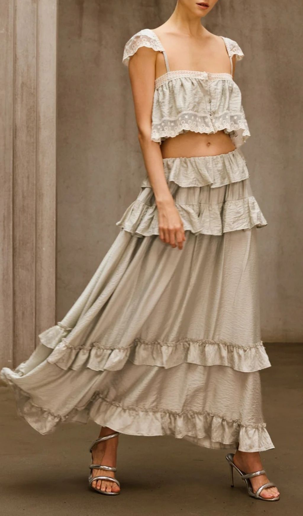 Relythic Ruffle Lace Skirt Set Flowering Girl