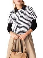 Striped Tee with Rhinestones Flowering Girl