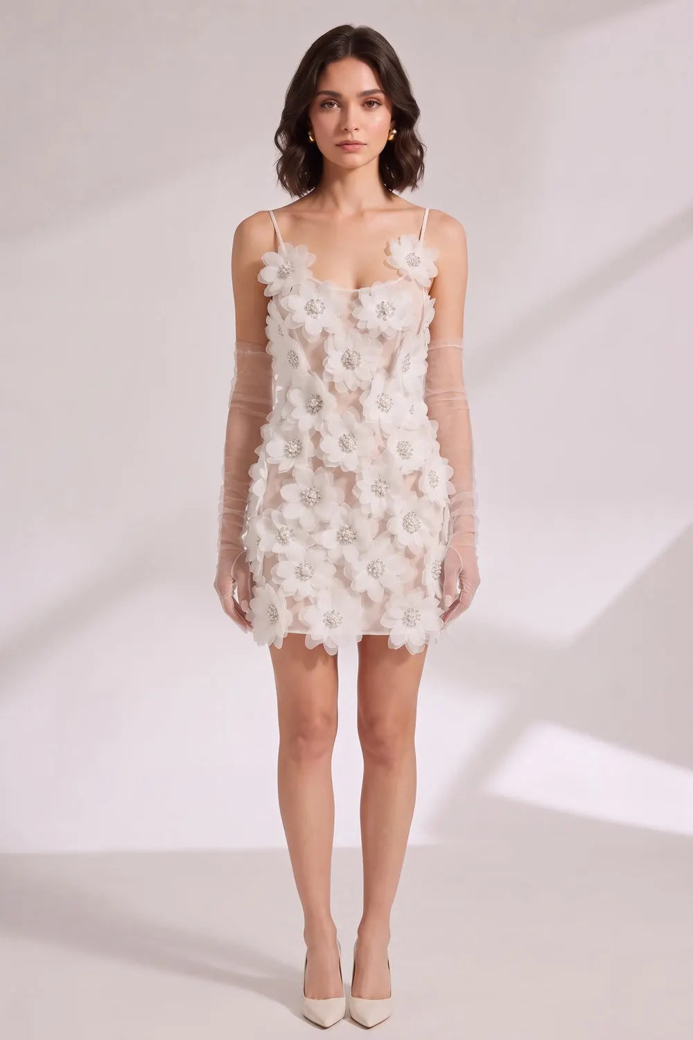 White Tulle Mesh A-Line Dress Flowering Girl